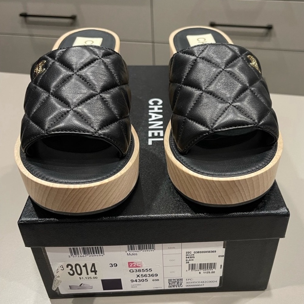 NEW Black Chanel Mules size 39 with box, never worn